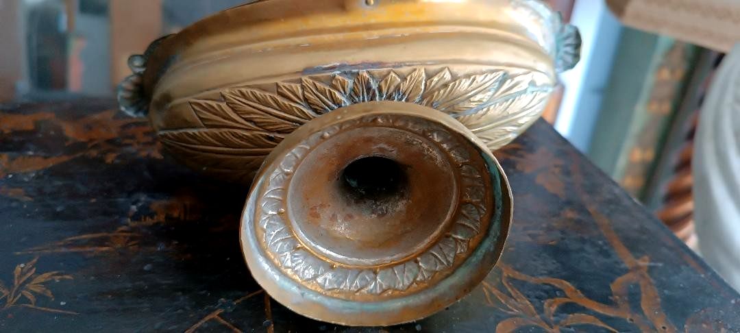 Embossed Copper Incense Holder, 19th Century, Italy photo Home Decor