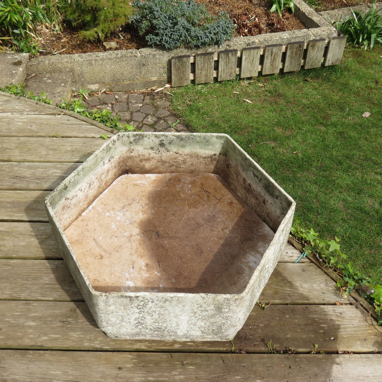 Large Hexagon Concrete Garden Planter 1970s photo for sale