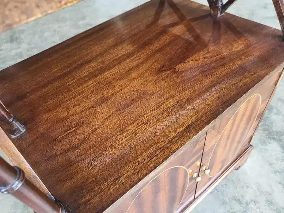 Antique Repro Mahogany 2 Tier Side End Cabinet Lamp Table photo Furniture