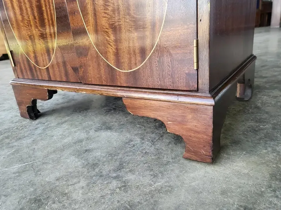 Antique Repro Mahogany 2 Tier Side End Cabinet Lamp Table photo vintage