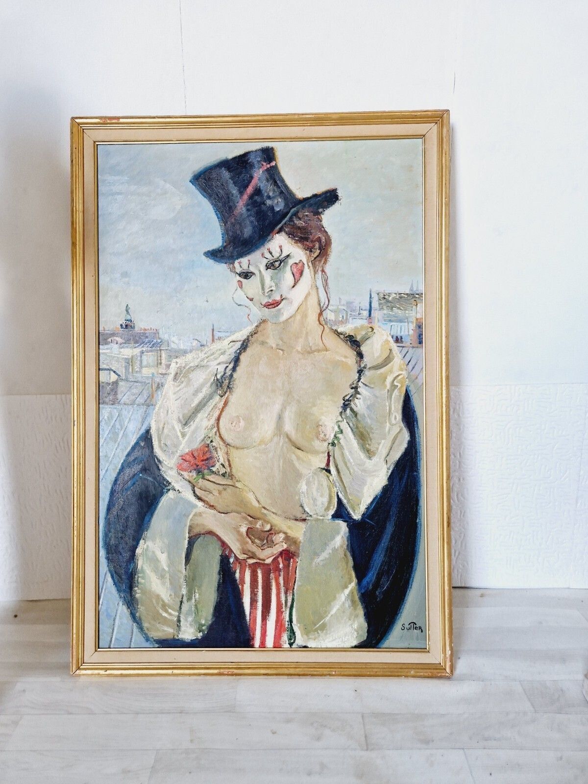 Mid Century Oil Painting French Mme Paris