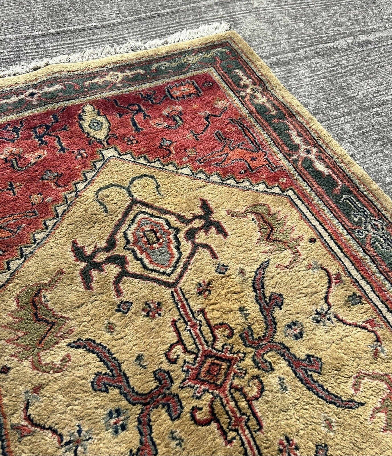 110.0 Vintage Hand Knotted & Made Indian Indo Shervan Wool Carpet Rug 169cm X 94cm photo