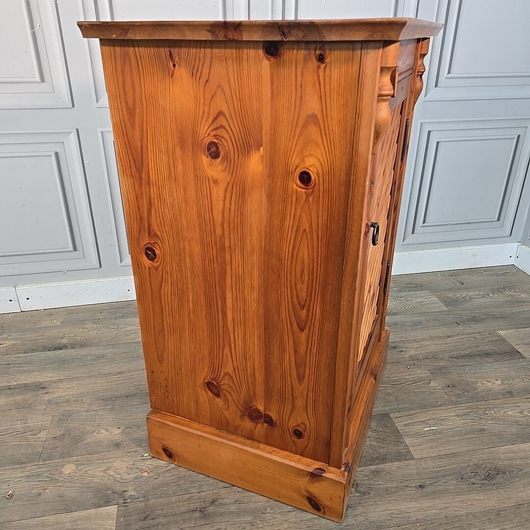 Vintage Pine Cabinet Cupboard Lattice Door Bedside Media Storage Unit Retro Wood photo for sale