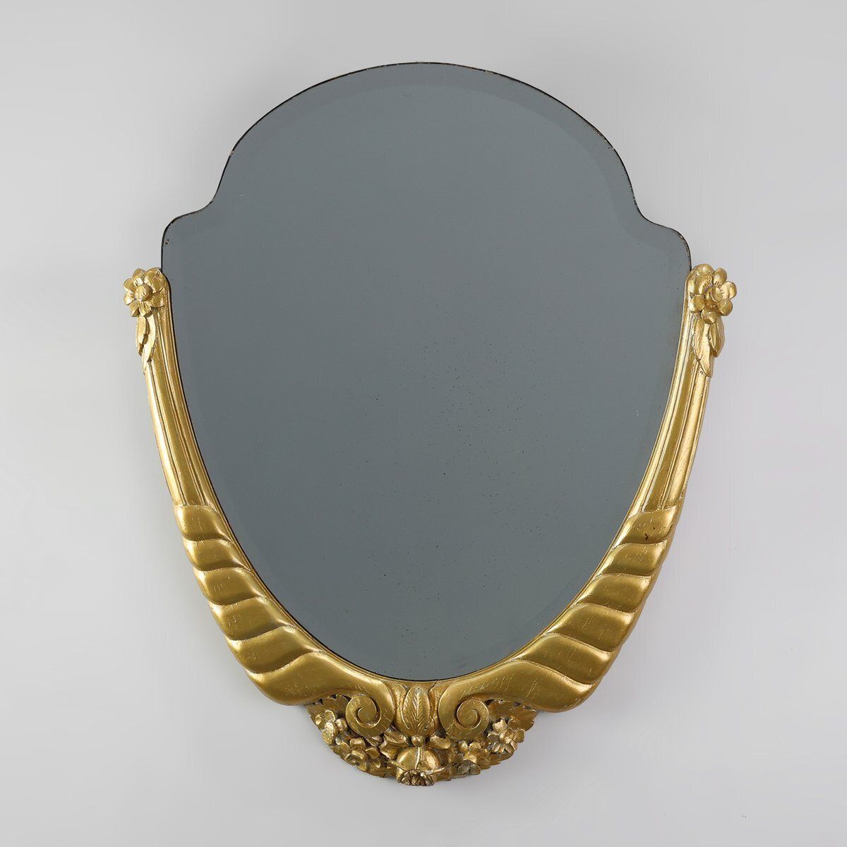 Vintage Art Deco French Carved Gilt Wooden Mirror, 1920
