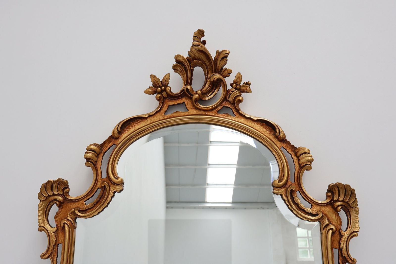 Large Vintage Louis XV Baroque Gilt Wooden Mirror, Belgium, 1950s photo furniture