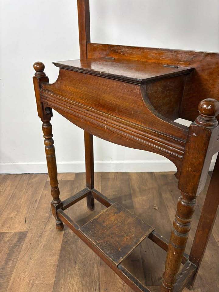 Vintage Oak Hall Coat Stand, Early 20th Century photo for sale