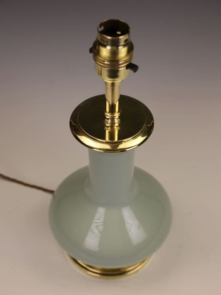 A Superb 19th Century French Celadon Porcelain Table Lamp photo vintage