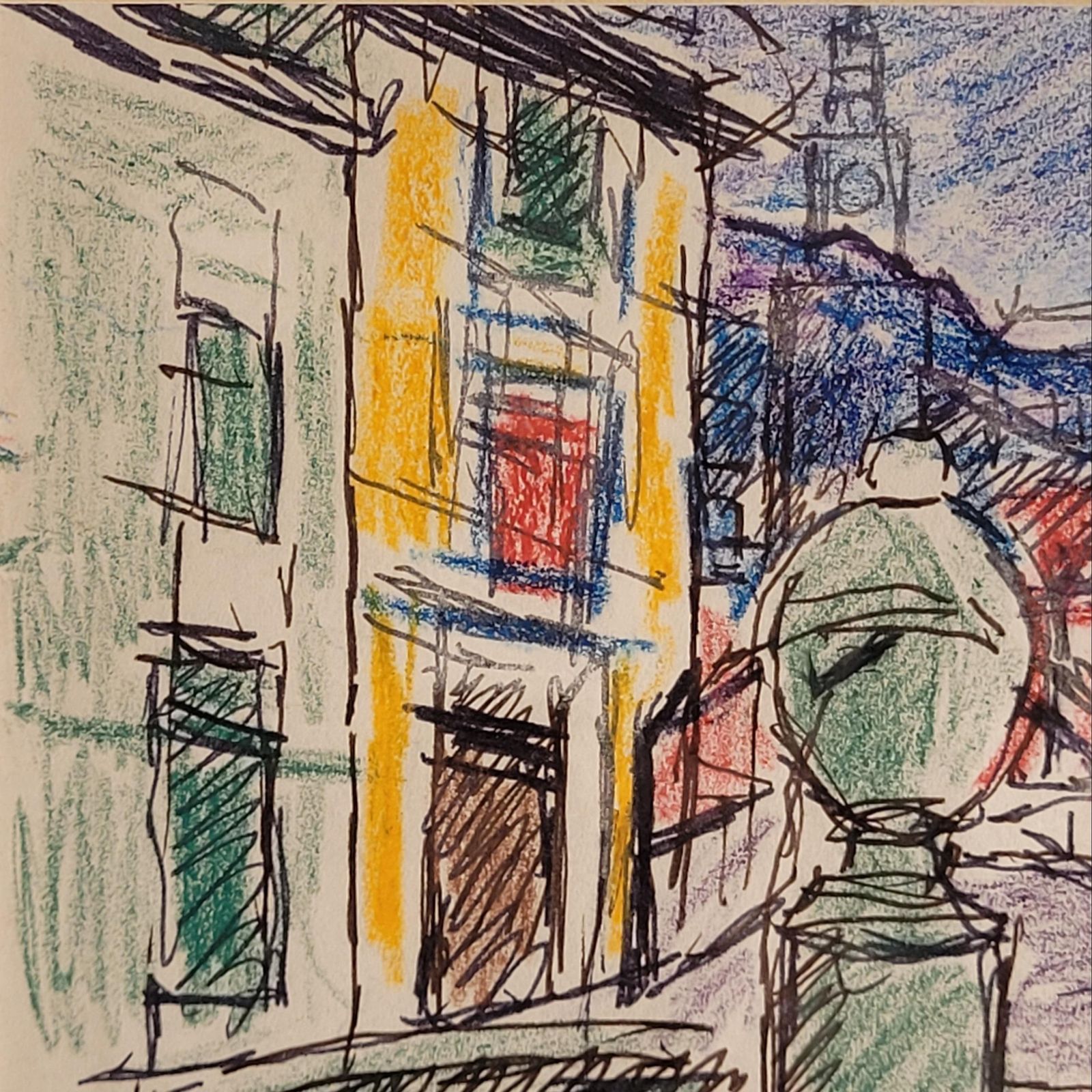 Alfred Salvignol French Village Street View With Fountain. Pastel On Paper. 23cm X 30.5cm. photo vinterior
