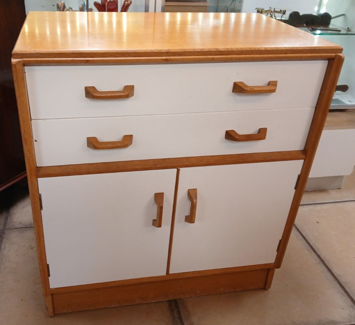 Mid Century E Gomme G Plan Brandon Range Cabinet With White Finished Fronts