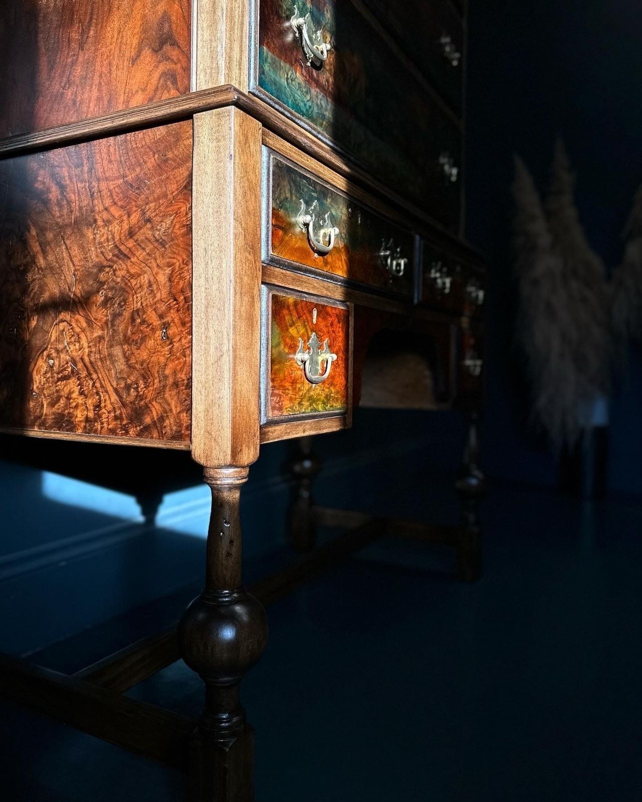 Walnut Tallboy   Chest On Stand Cabinet photo for sale