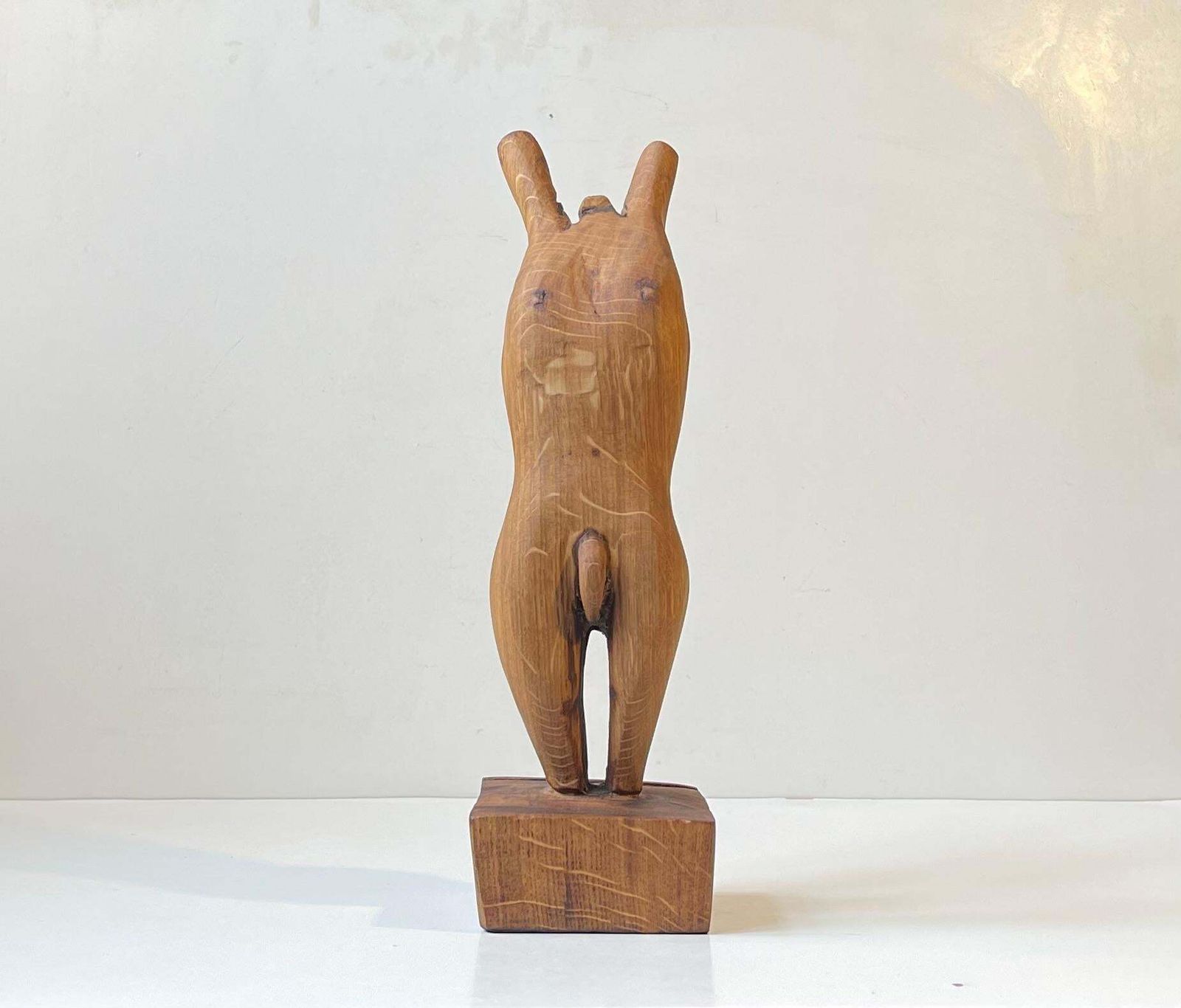 Folk Art Phallus Sculpture   Male Torso In Hand Carved Wood, 1970s photo for sale