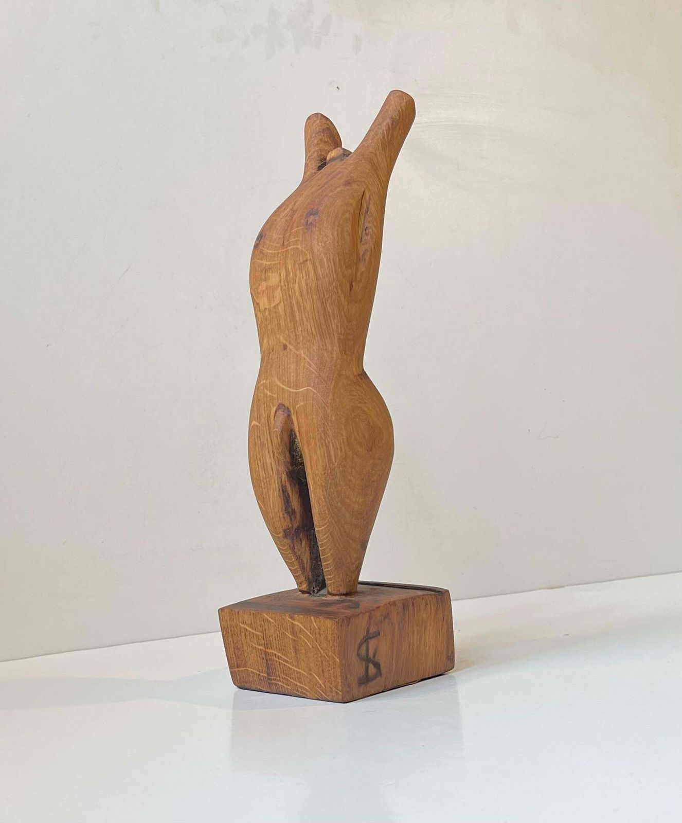 Folk Art Phallus Sculpture   Male Torso In Hand Carved Wood, 1970s photo vintage
