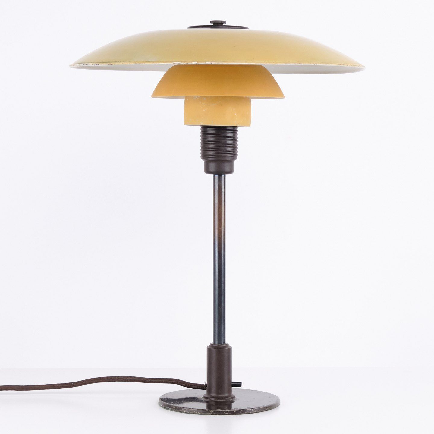 Poul Henningsen Table Lamp Model Ph 3½/2½ With Yellow Metal Top Shade For Louis Poulsen, 1930s. photo buy