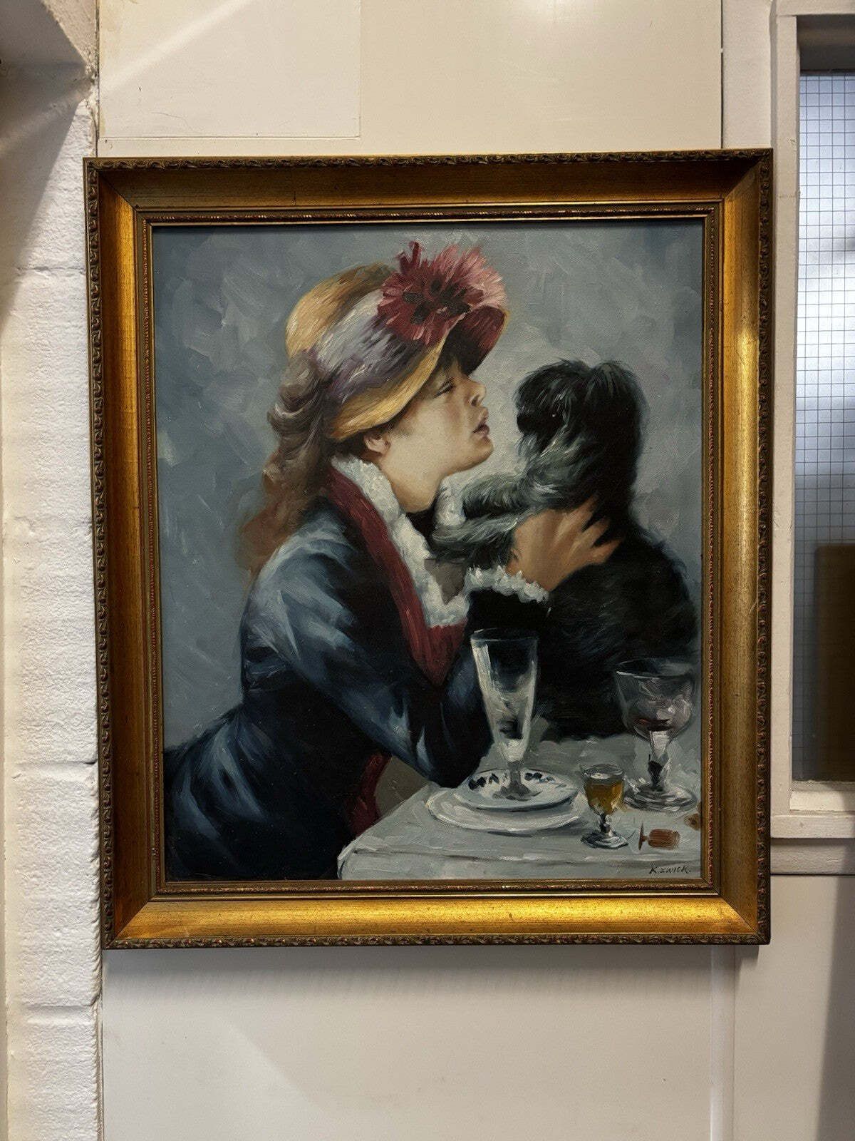 After Renoir. Oil On Canvas " Luncheon On The Boating Park " 71 X 61 Cms. photo furniture