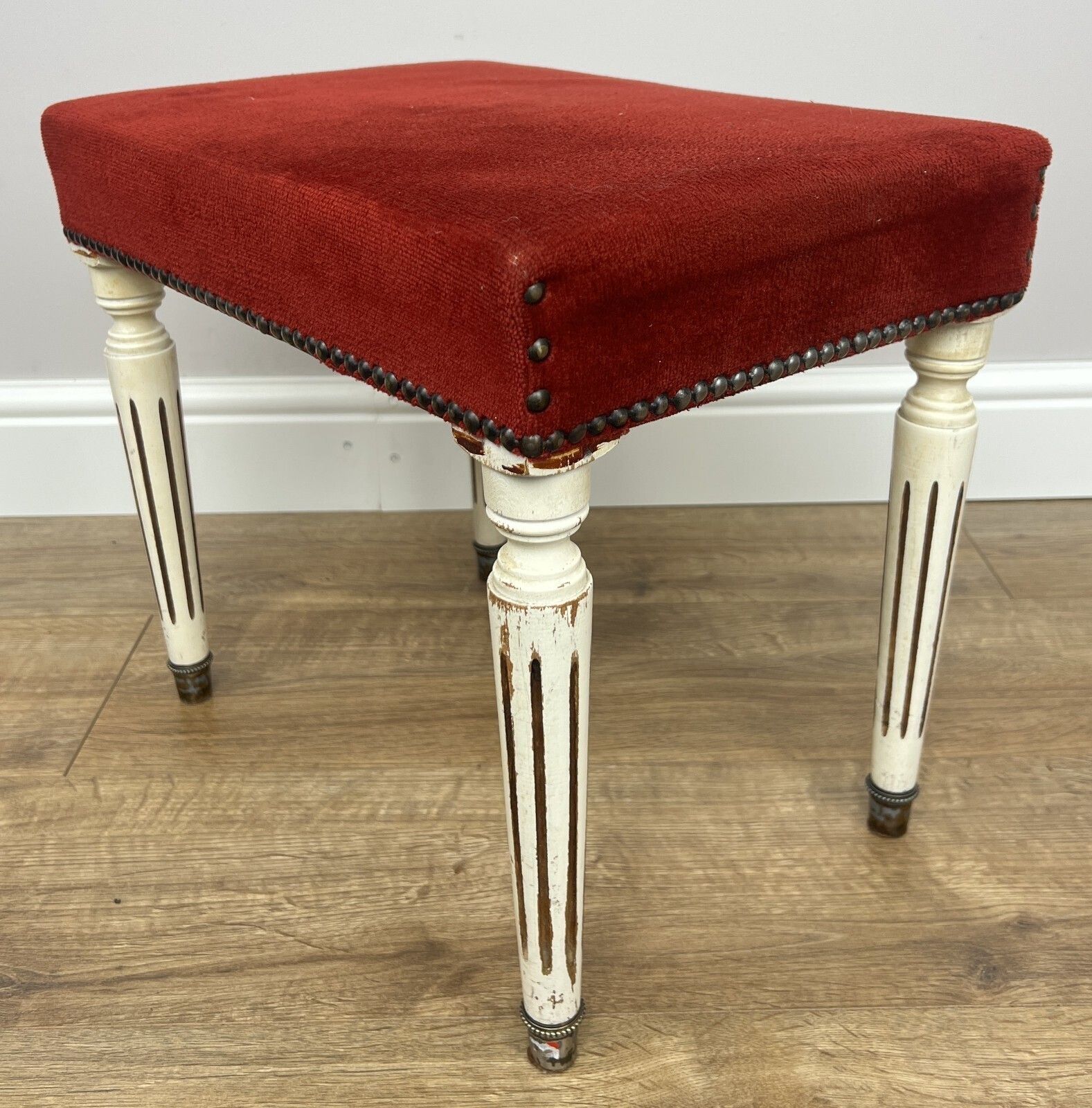 Footstool Vintage French Upholstered Stool Bench Decorative Seat Lot 4947. photo for sale