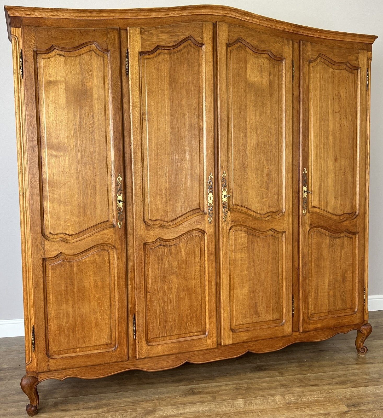 Wardrobe Vintage French Louis XVI Style Oak Four Door Carved Armoire Lot 4979.