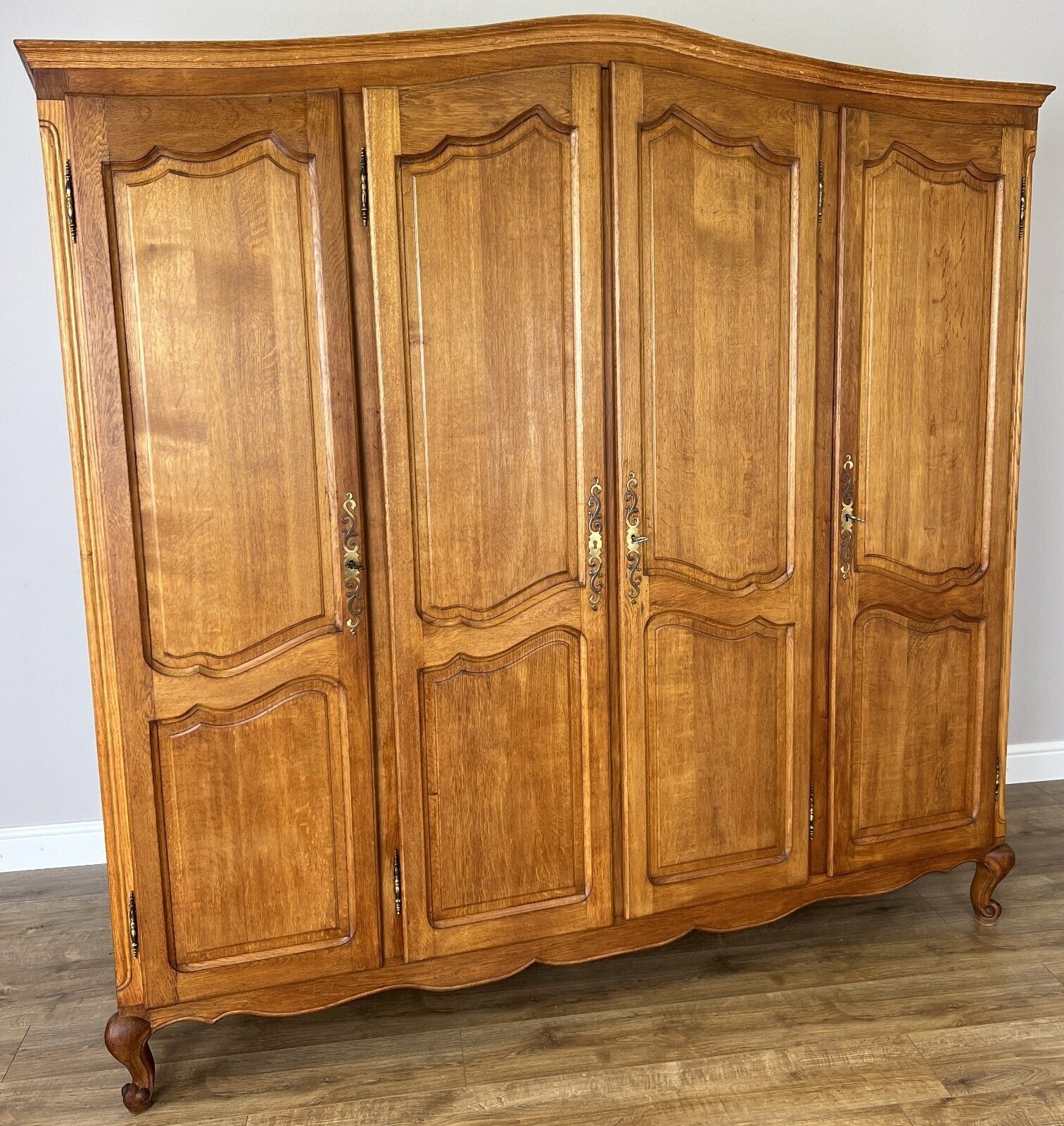Wardrobe Vintage French Louis XVI Style Oak Four Door Carved Armoire Lot 4979. photo furniture