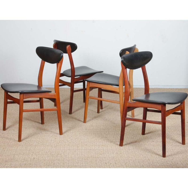Set Of Four Vintage Wooden Chairs In Scandinavian Style, 1960s. photo vinterior