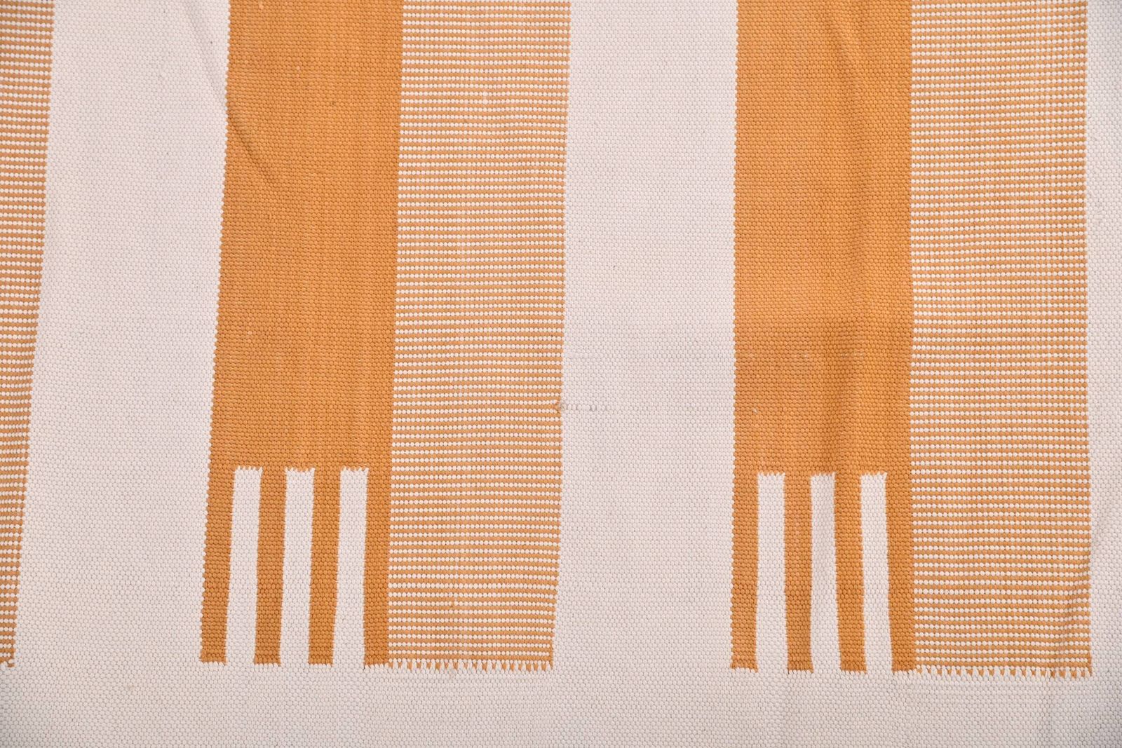 Handmade Brown Striped Dhurrie Rug: Scandinavian Kilim (9 X 12 Inc) photo for sale