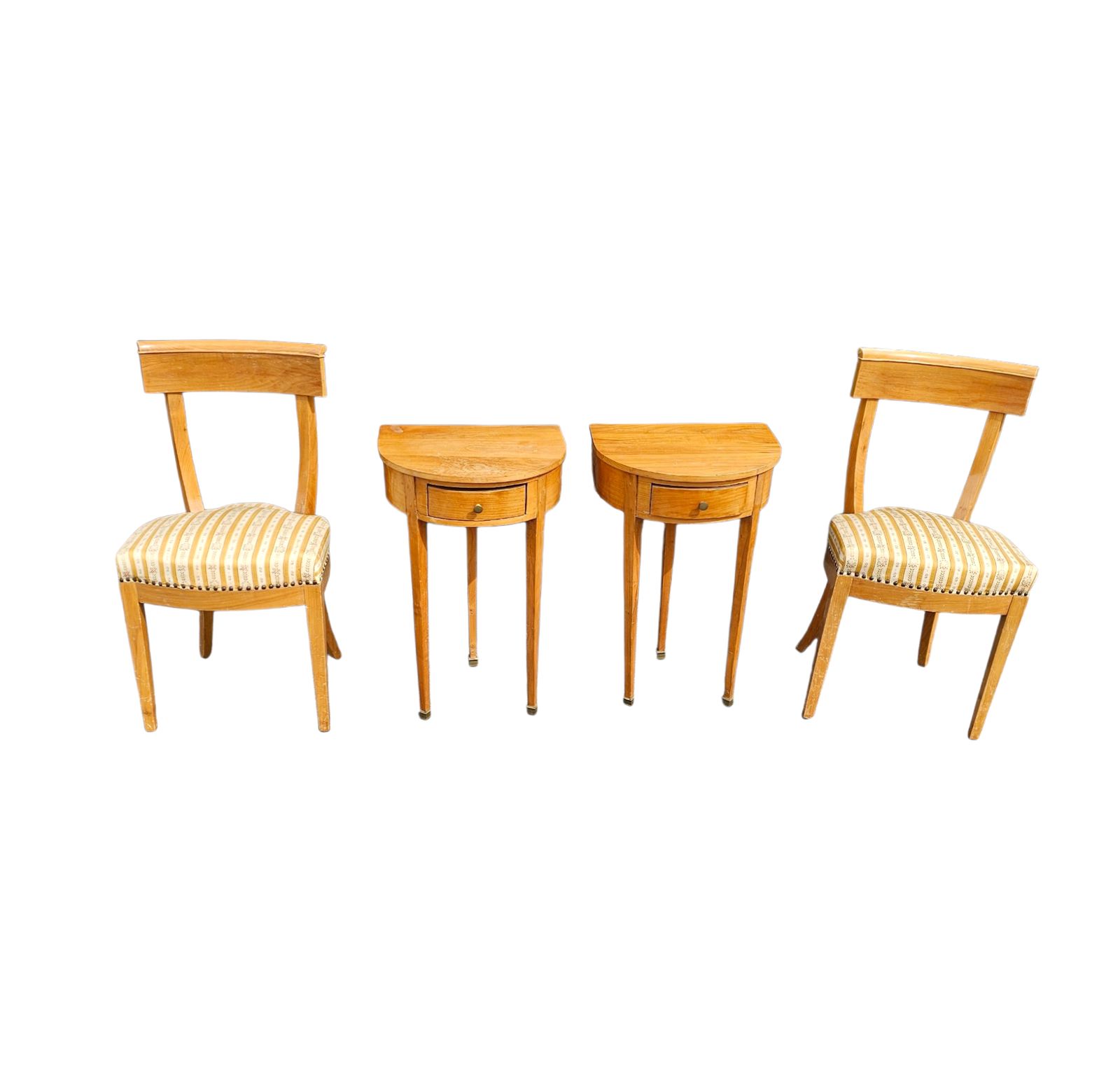 Matching Cherry Wood / Biedermeier Chairs / Sidetables Set / Tripot Console Table. photo for sale