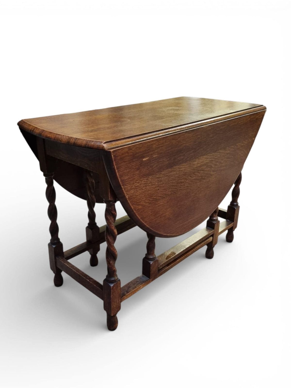 Antique Oak Gateleg Drop Leaf Table / Barley Twist Legs / C.1920 / Free Delivery photo Furniture