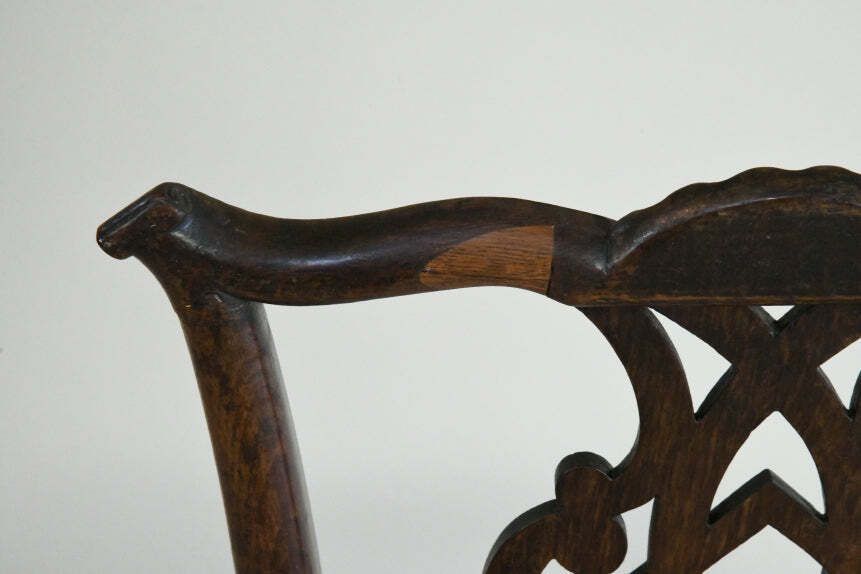 Georgian Oak Chippendale Style Chair photo vintage