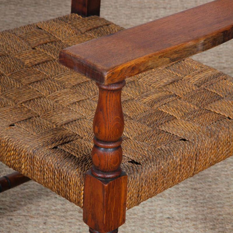 A Pair Of Armchairs In Oak And Rope, French Craftsmanship From The 1940s photo furniture