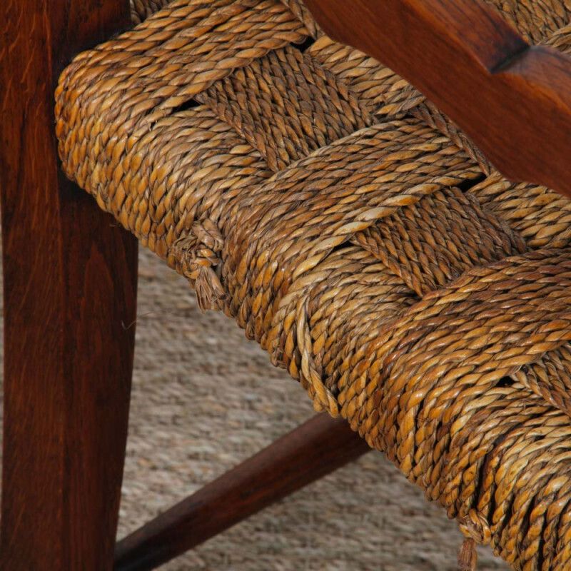 A Pair Of Armchairs In Oak And Rope, French Craftsmanship From The 1940s photo buy