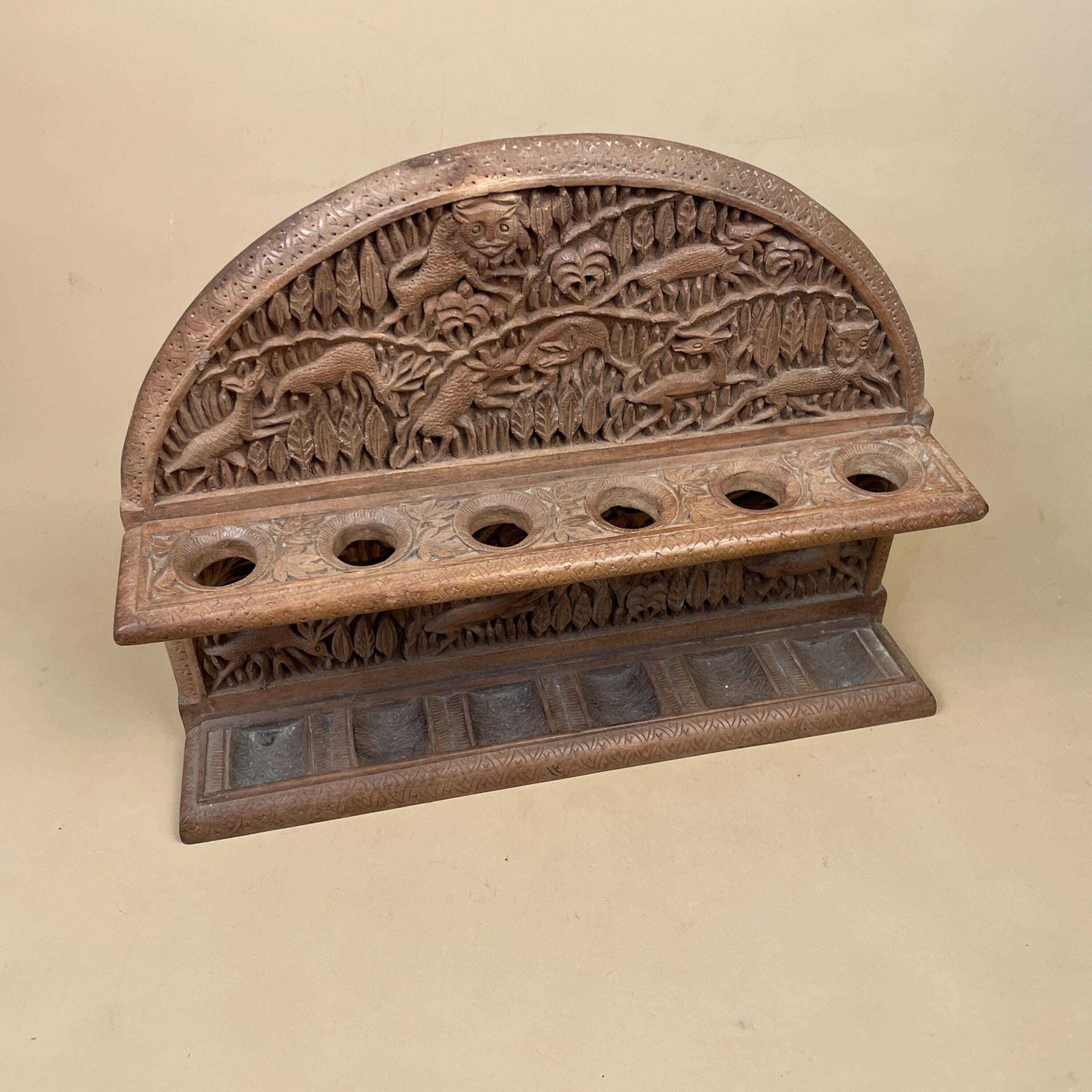 Wooden Wall Holder Smokers Pipe Rack Hand Carved Stand Wood Collectable Animals 6 Pipes Cabinet Display Animal Crafted Africa photo 95.0