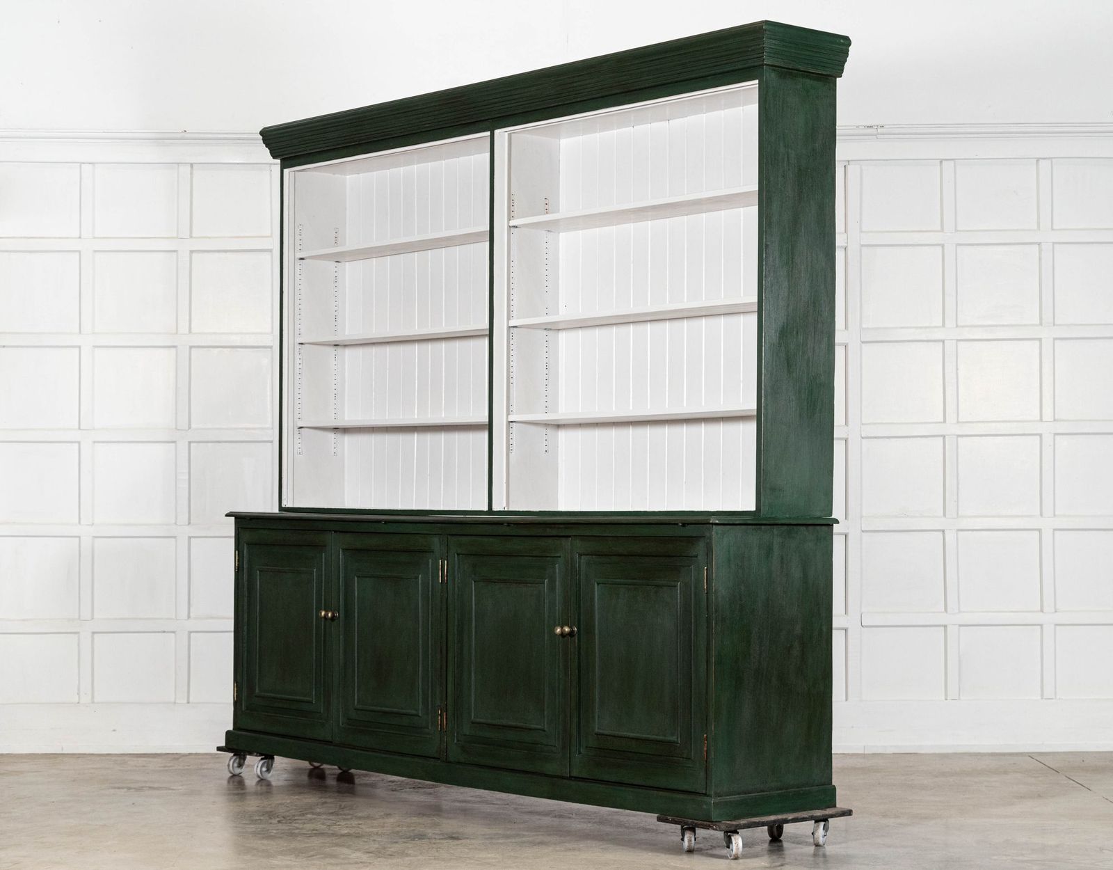 Monumental 19thc English Painted Pine Bookcase / Dresser photo 8913.0