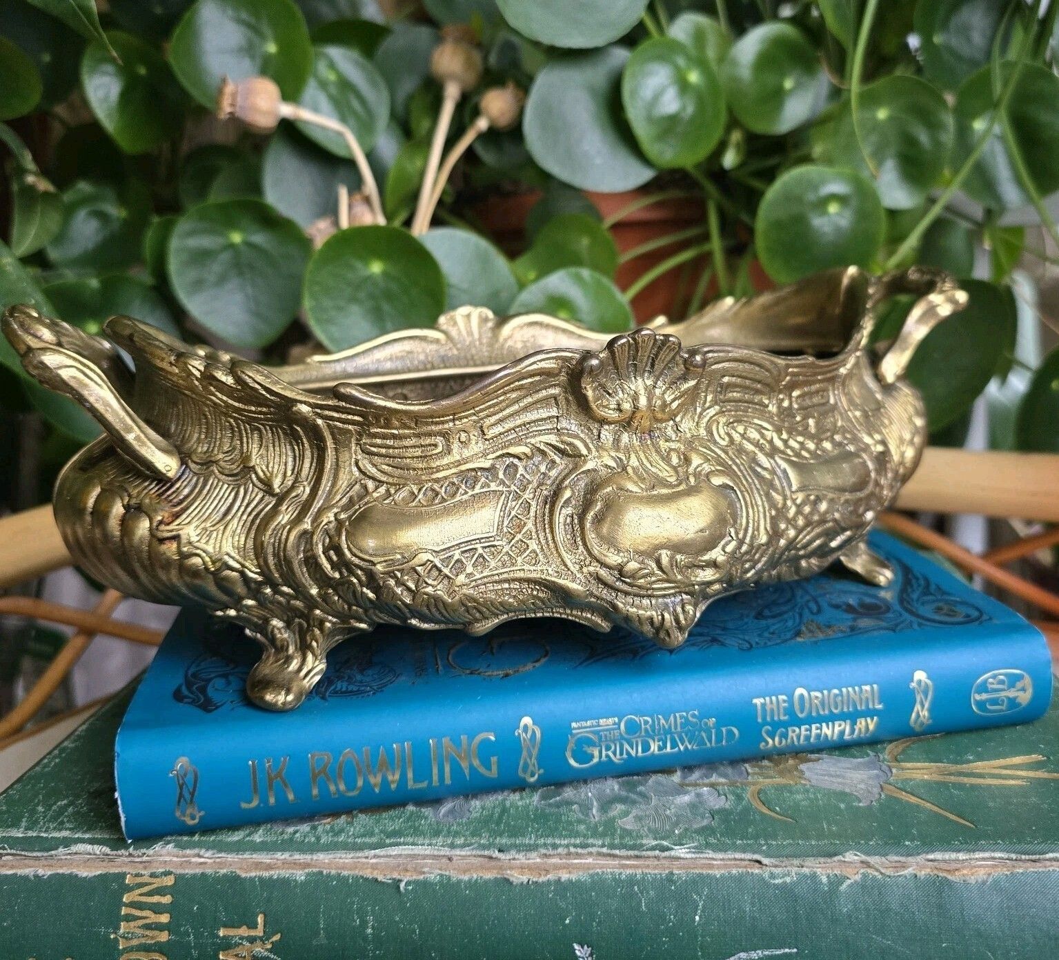 Antique Brass Jardiniere Planter Vintage Flower Display French Interior Rococo