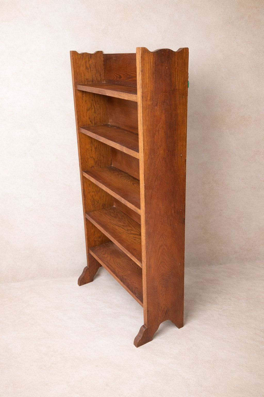 Arts & Crafts Oak Open Bookcase With Decorative Cut Out | Early 20th Century photo buy
