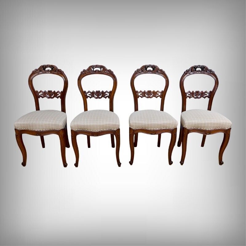 Set Of 4 Mahogany Chairs, Napoleon III Period   Second Half Of The 19th Century