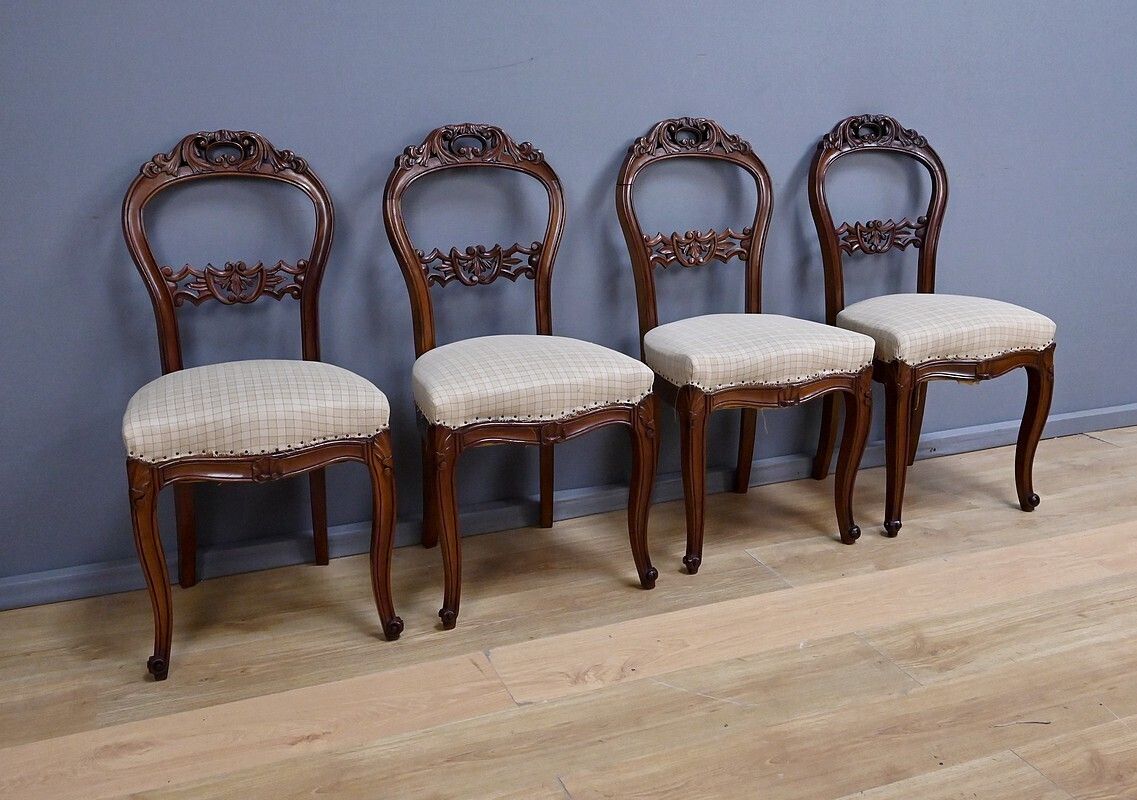 Set Of 4 Mahogany Chairs, Napoleon III Period   Second Half Of The 19th Century photo for sale