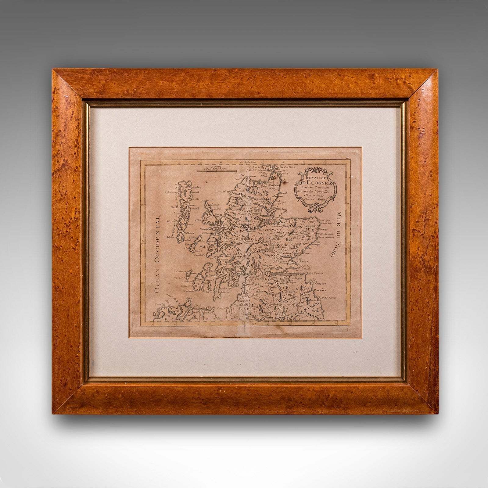Antique Map Of Scotland, French, Framed Cartography, Ecosse, Georgian, C.1780 photo furniture