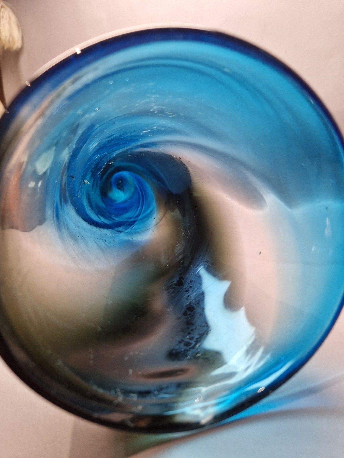 photo furniture Tall Blue Swirl Art Glass Trumpet Vase Murano With Sticker Retro Glass