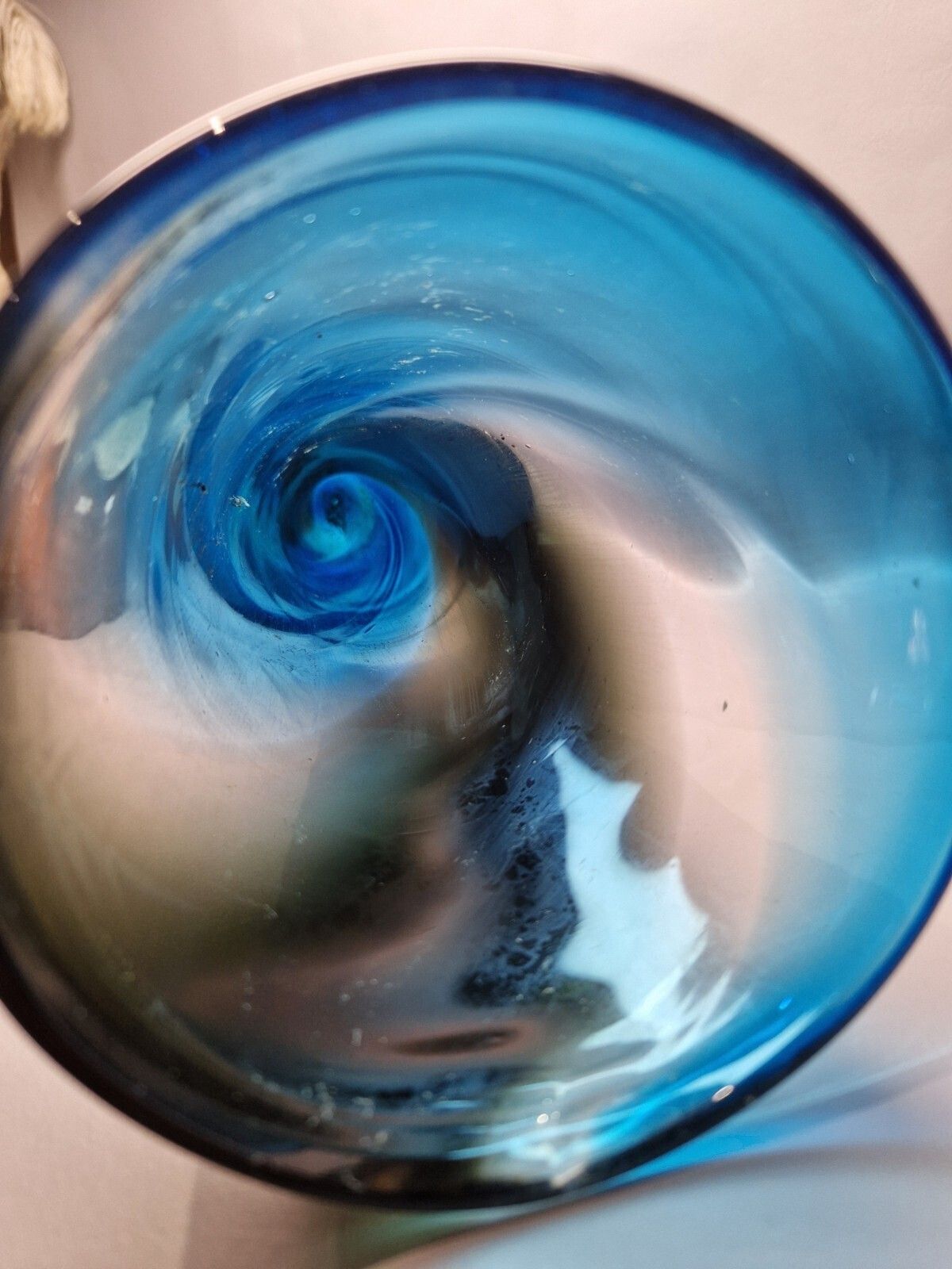 photo for sale Tall Blue Swirl Art Glass Trumpet Vase Murano With Sticker Retro Glass