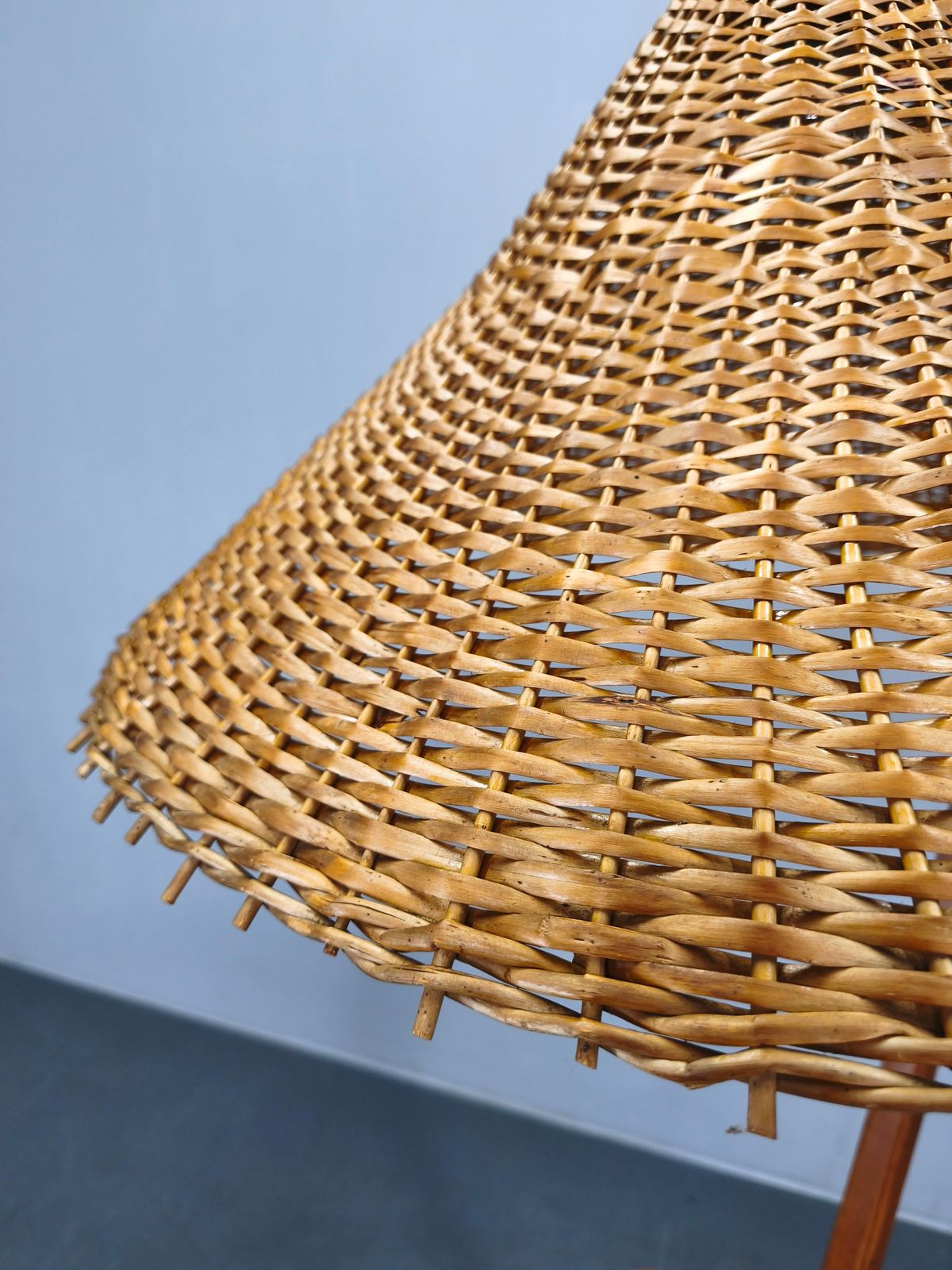 Mid Century Floor Lamp With Rattan Shade, Czechoslovakia, 1960s photo buy