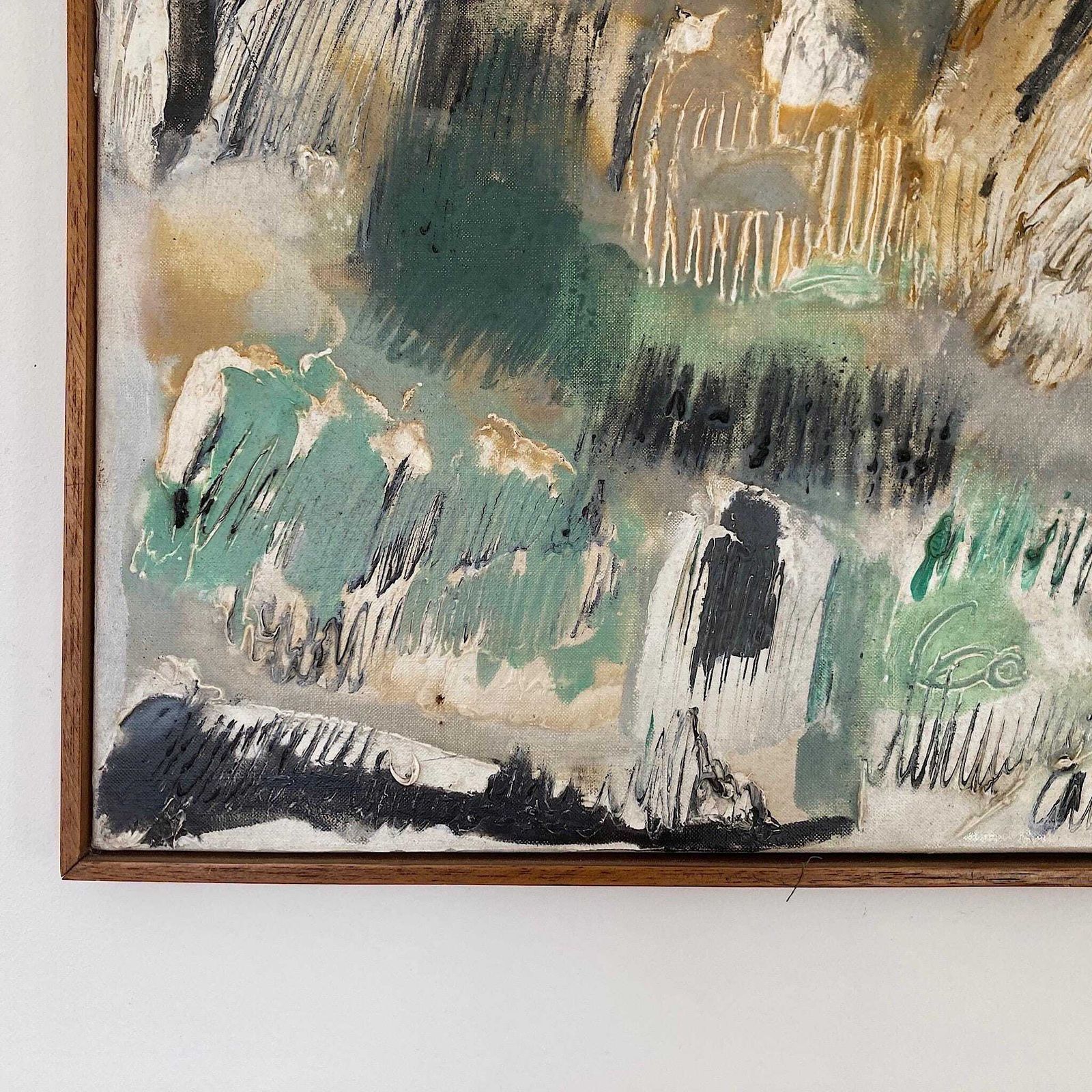 Nuit Obscure   Abstract Painting Dated 1960 From Paris School Art Movement photo for sale