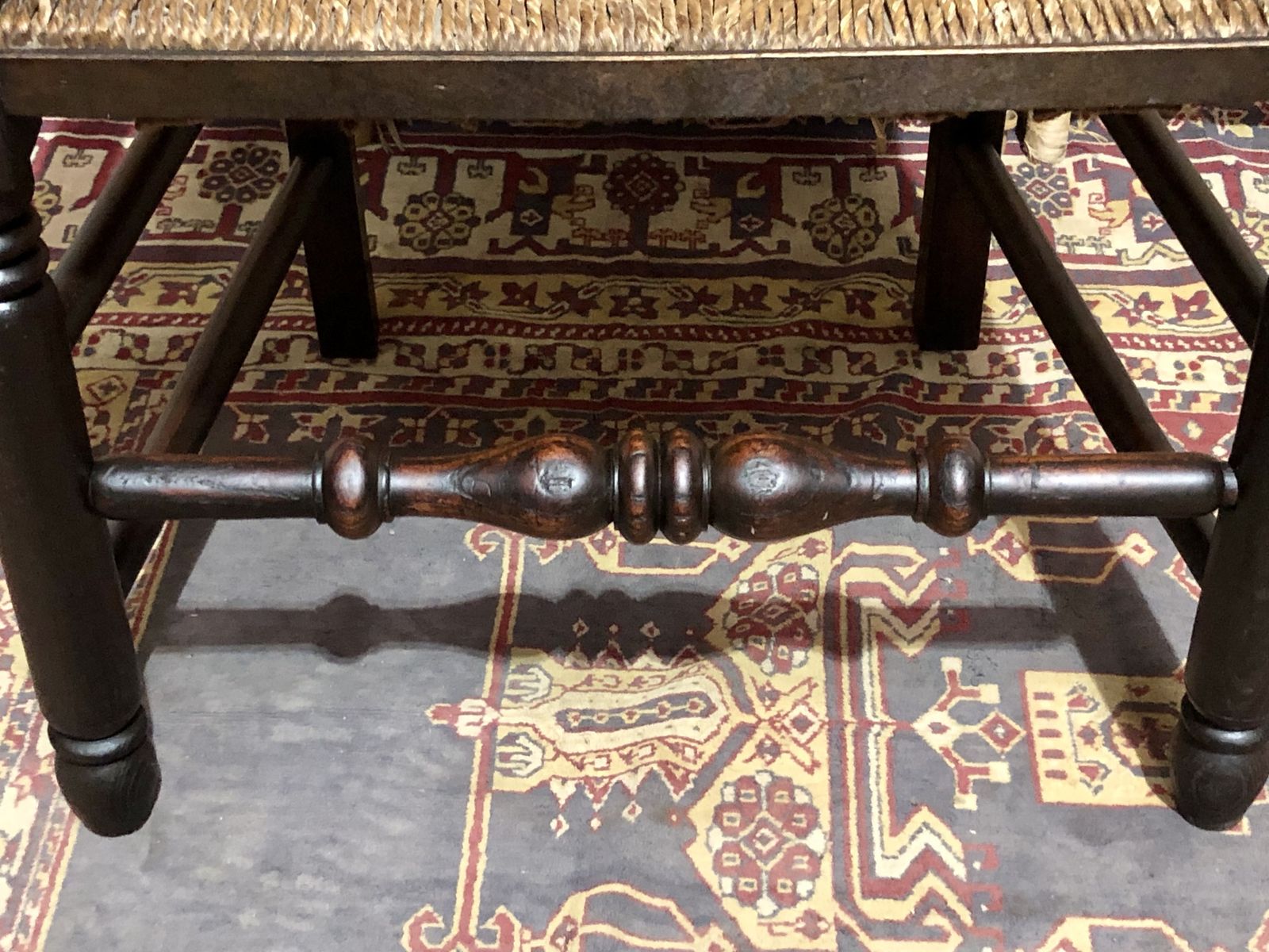 Furniture Handsome Antique Elm Carver Or Desk Chair photo