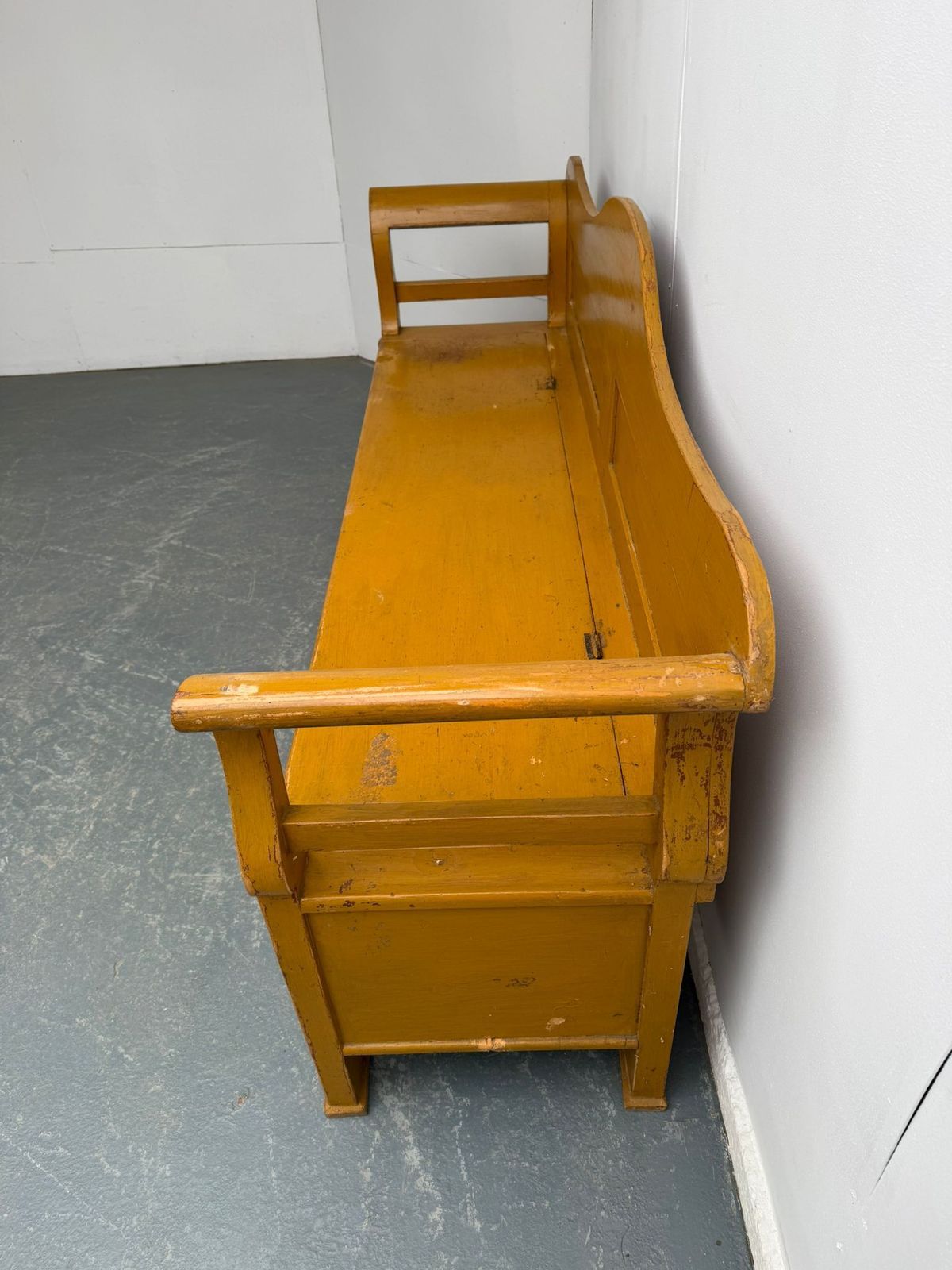 A Lovely Originally Painted Hungarian Pine 3 Seater Victorian Bench photo Furniture