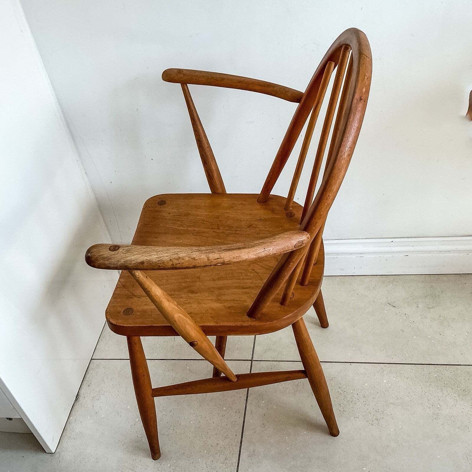Early Ercol Carver Windsor Dining Or Armchair 139a 50s Original Finish photo furniture