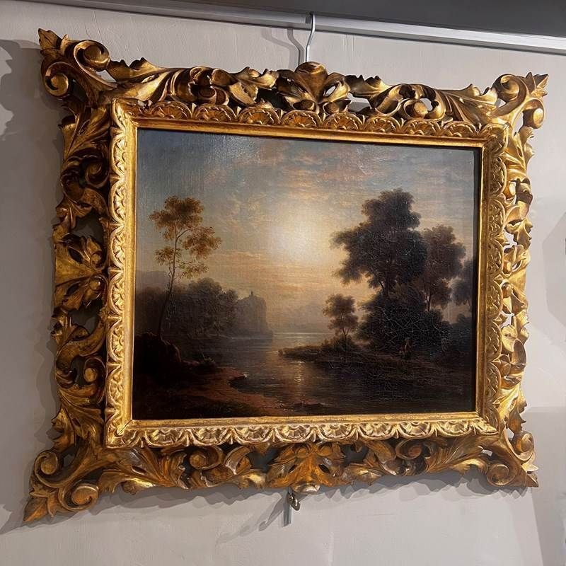 Riverscape Oil On Canvas, In The Manner Of Carl Johan Fahlcrantz (1774   1861) photo Art