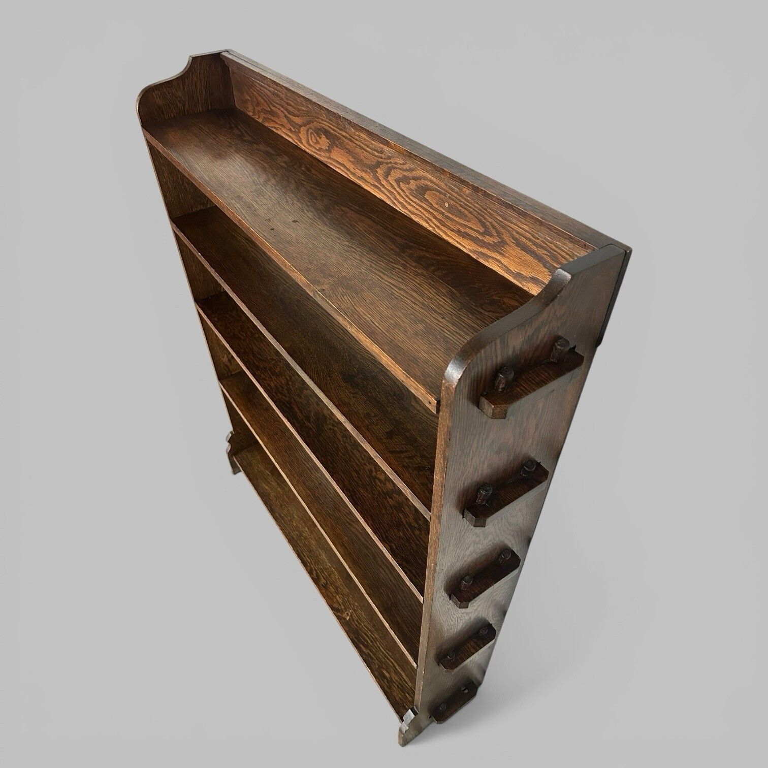 Arts And Crafts Oak Bookcase – Open Shelving With Pegged Details photo 195.0