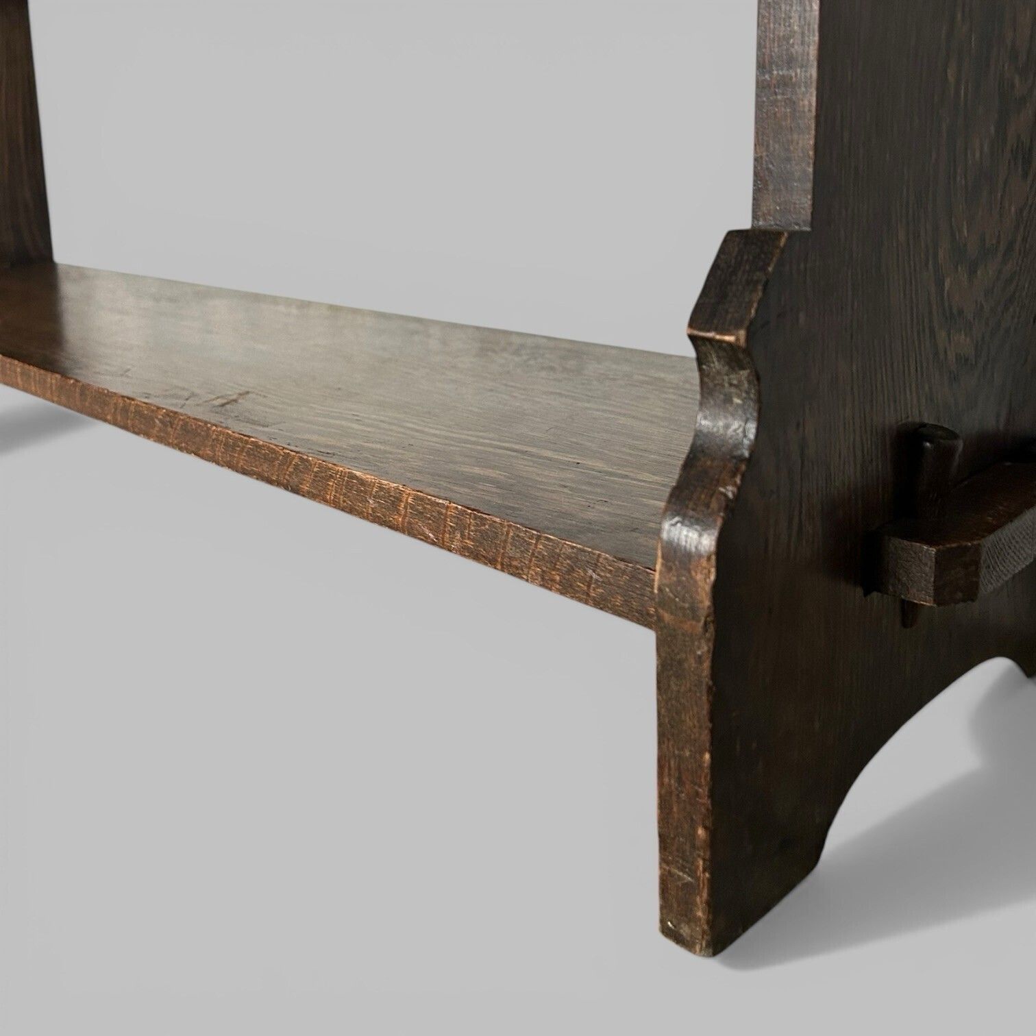 Arts And Crafts Oak Bookcase – Open Shelving With Pegged Details photo vintage