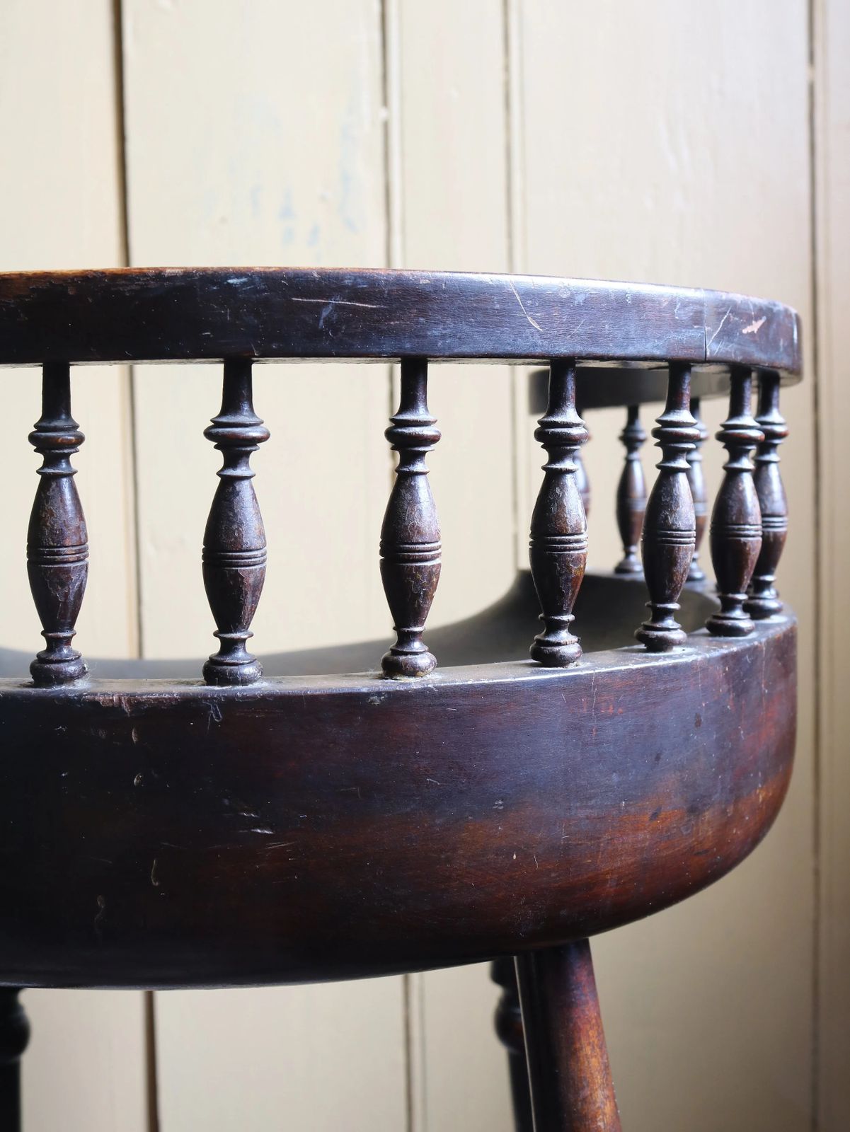 19th Century English Antique Dish Seat Stool With Spindle Gallery photo 285.0