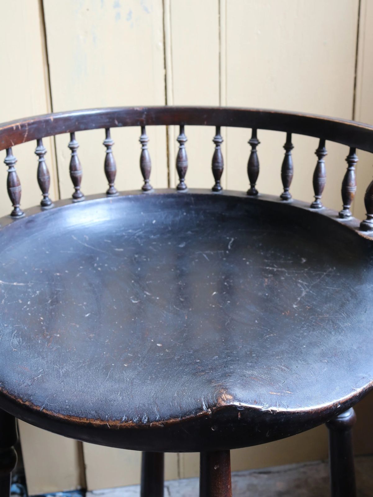 19th Century English Antique Dish Seat Stool With Spindle Gallery photo vinterior