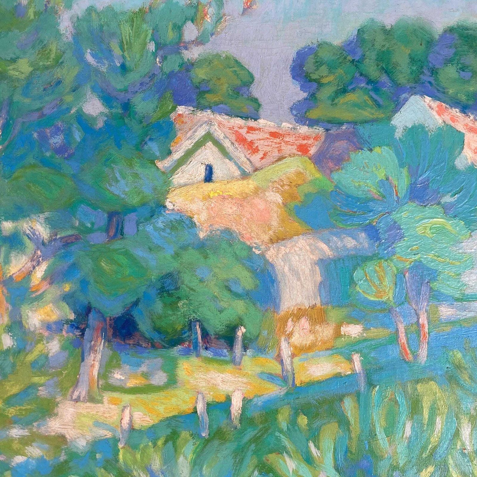 Impressionist Garden   Medium Antique Original Impressionist French Oil Painting photo Art