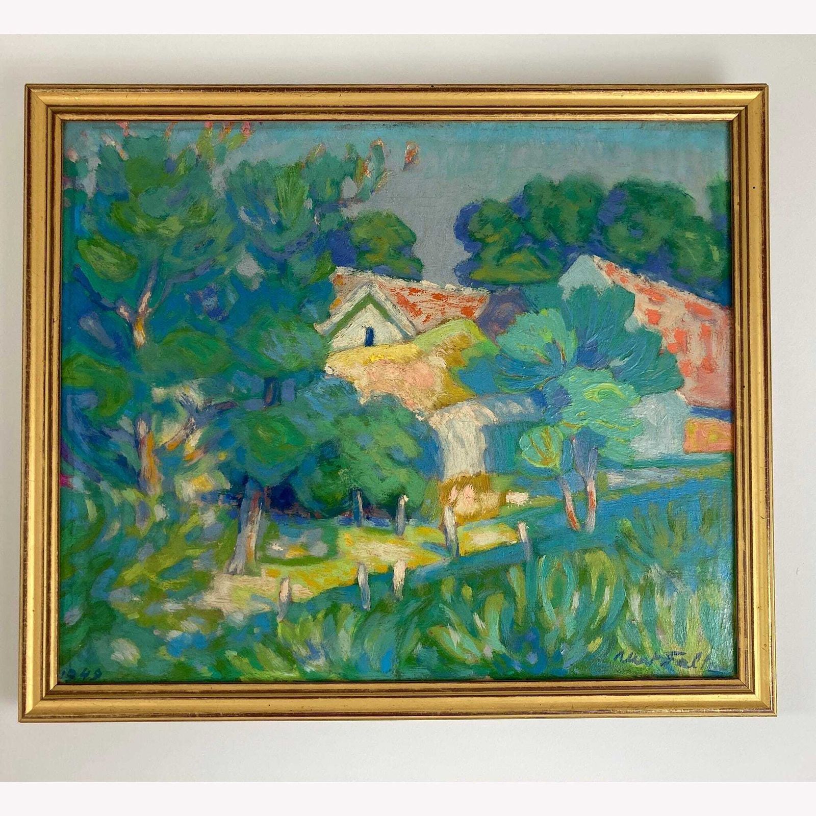 photo furniture Impressionist Garden   Medium Antique Original Impressionist French Oil Painting