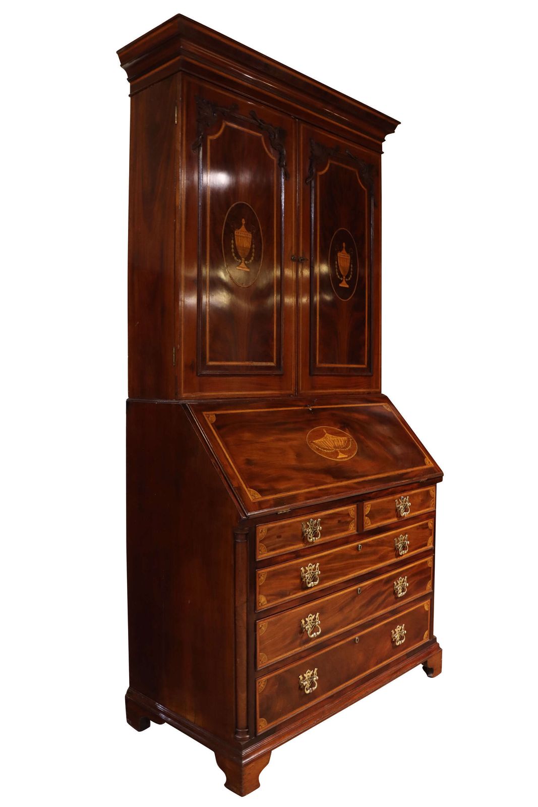 Fine Quality William IV Inlaid Mahogany Bureau Bookcase, Circa 1840 photo 1610.0